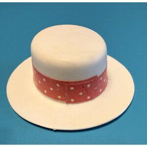 Vintage 1980s Barbie Polka Dot Day to Night Pink Trim Hat